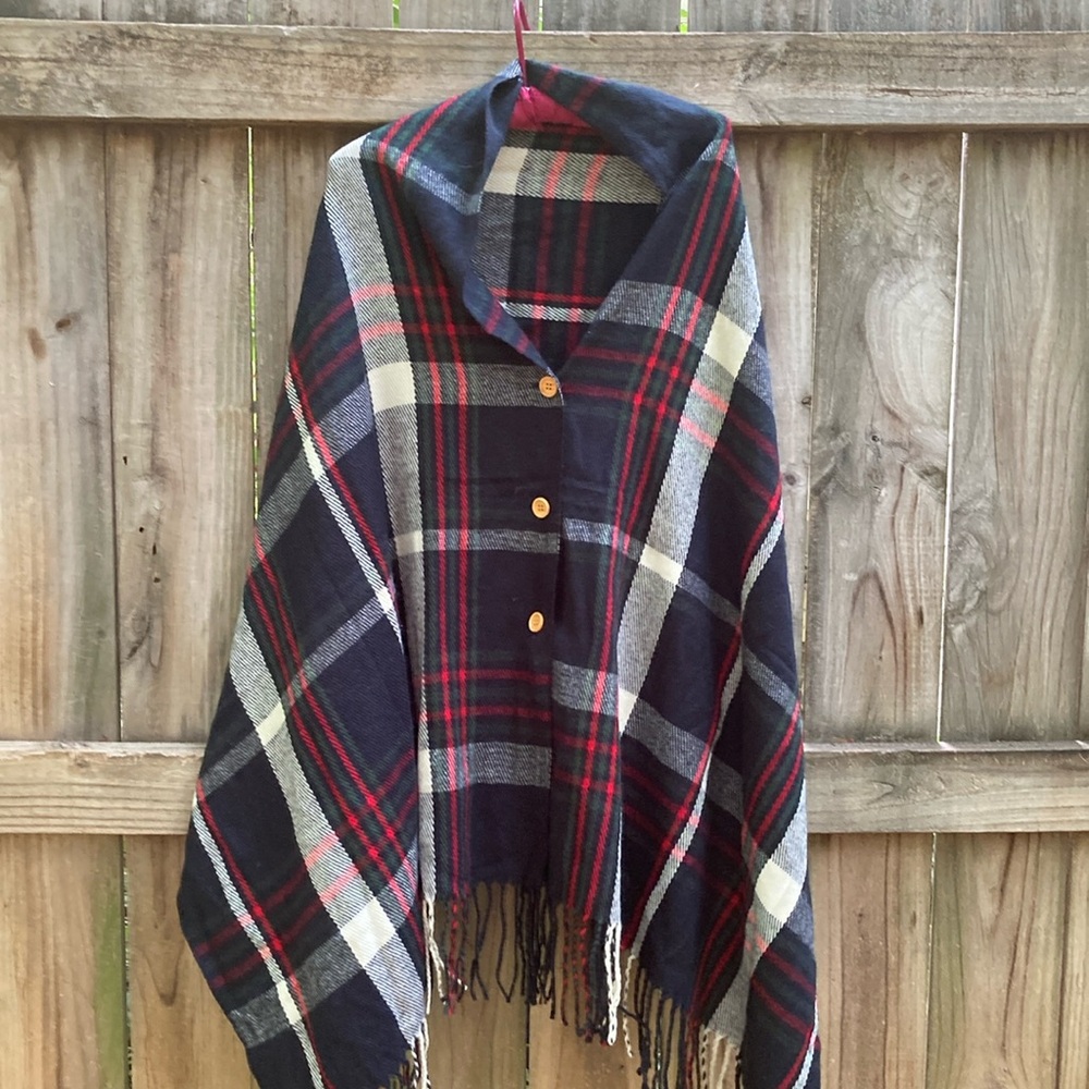 PS black plaid three button wrap
